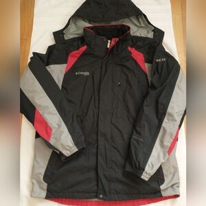 Columbia XCQ Interchange (3 Coats In 1) Winter Coat,‎ Men Size Large, Gray / Red